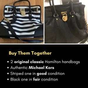 2 Large Michael Kors Hamilton Purse | Black White